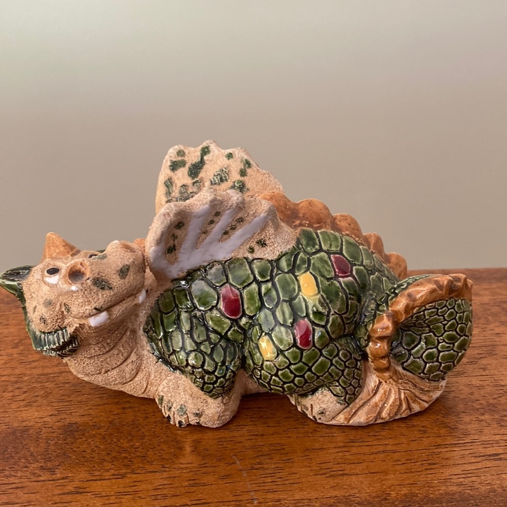 Handbuilt Clay Dragon Signed Exc Shape no Chips PO